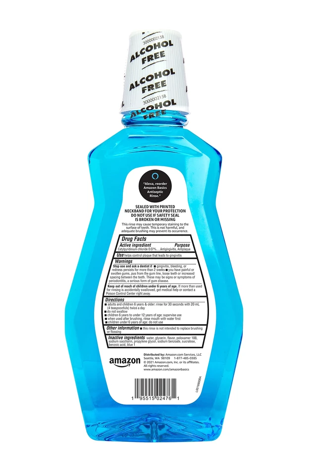 Alt view image 2 of 5 - Amazon Basics Multi Action Antiseptic Oral Rinse, Alcohol-Free, Antiplaque, Antigingivitis, Fresh Mint Flavor, 1 Liter (33.8 Fluid Ounces), 1-Pack (Previously Solimo)
