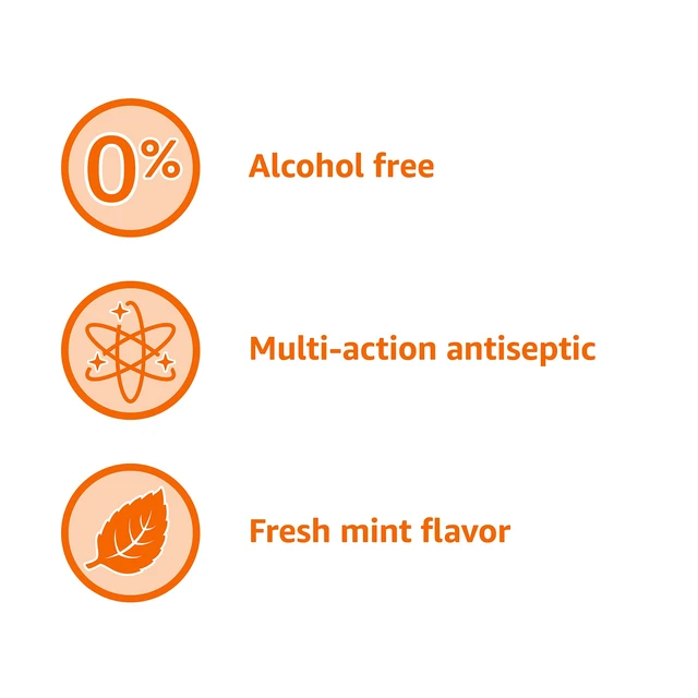 Alt view image 3 of 5 - Amazon Basics Multi Action Antiseptic Oral Rinse, Alcohol-Free, Antiplaque, Antigingivitis, Fresh Mint Flavor, 1 Liter (33.8 Fluid Ounces), 1-Pack (Previously Solimo)
