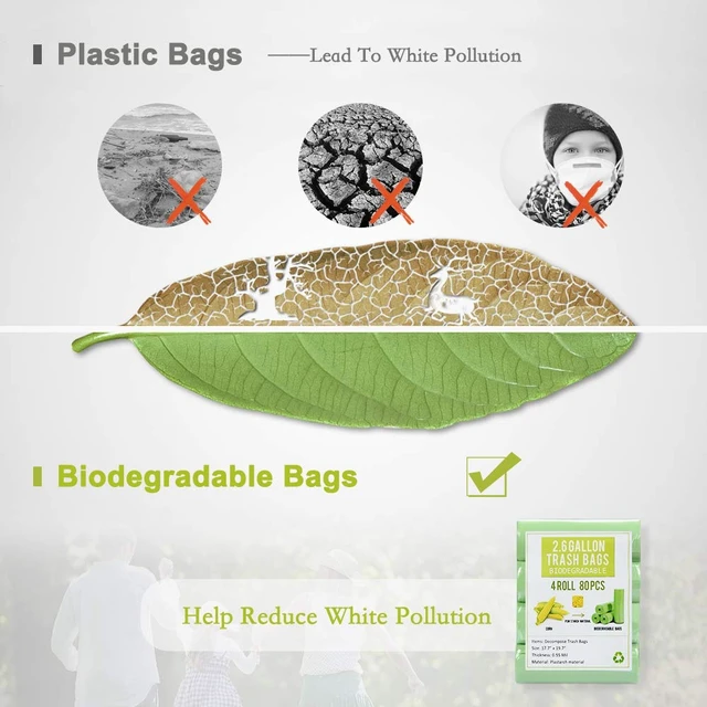 Alt view image 3 of 6 - Jaoul Trash Bags 1.2 Gallon, Small Garbage Bags, Strong & Unscented Mini Trash Bags for Kitchen, Bathroom, Office, Restroom, Car, Green, 80 Counts