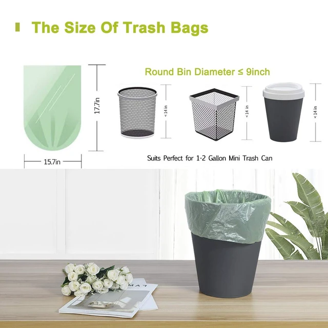 Alt view image 6 of 6 - Jaoul Trash Bags 1.2 Gallon, Small Garbage Bags, Strong & Unscented Mini Trash Bags for Kitchen, Bathroom, Office, Restroom, Car, Green, 80 Counts