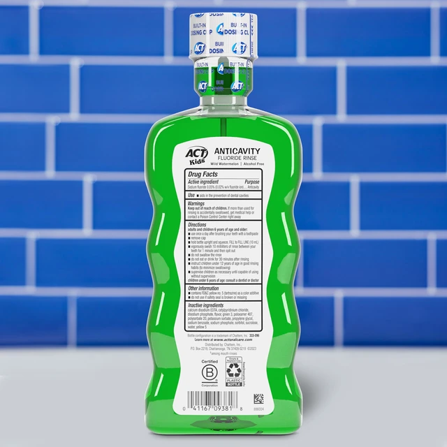 Alt view image 4 of 6 - ACT Kids Anticavity Fluoride Rinse Wild Watermelon 16.9 fl. oz. Accurate Dosing Cup, Alcohol Free