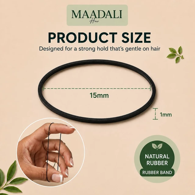 Alt view image 6 of 7 - 300 Black Hair Ties - Small Strong Rubber Bands for Thick, Curly & Afro Hair, Braids, Ponytails & Protective Styles - No Breakage Hair Elastics bands for Women & Girls - MAADALI