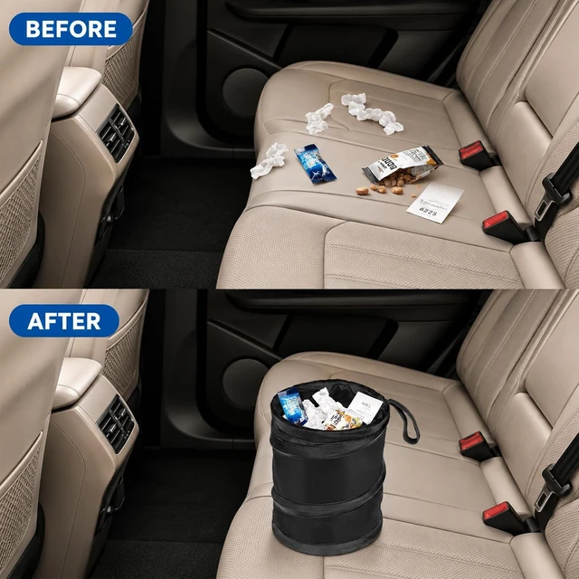 Alt view image 3 of 6 - Car Trash Can, 2 Packs Mini Collapsible Pop-up Compact Garbage Can