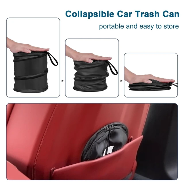 Alt view image 5 of 6 - Car Trash Can, 2 Packs Mini Collapsible Pop-up Compact Garbage Can
