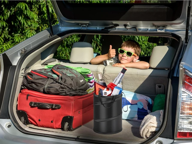 Alt view image 6 of 6 - Ginsco 4 Gallons New Leakproof Car Trash Can, Large Trash Can Pop-up Collapsible Hanging Car Trash Bin, Waterproof PEVA Liner Open-Top Garbage Can for Cars Home Office Camping