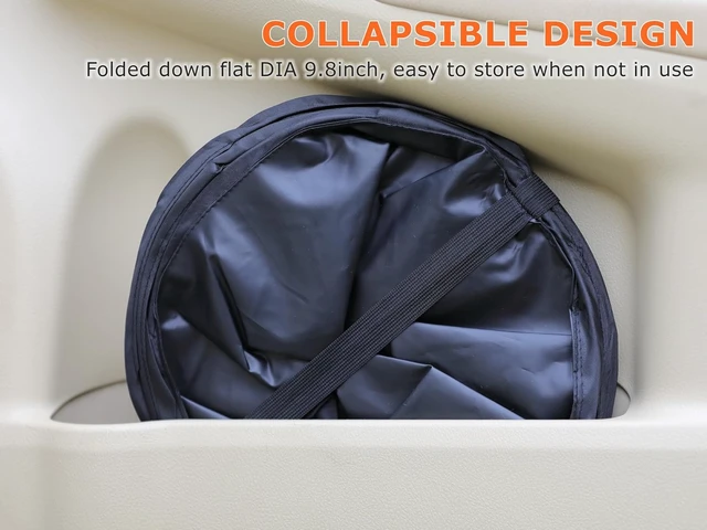 Alt view image 5 of 6 - Ginsco 4 Gallons New Leakproof Car Trash Can, Large Trash Can Pop-up Collapsible Hanging Car Trash Bin, Waterproof PEVA Liner Open-Top Garbage Can for Cars Home Office Camping