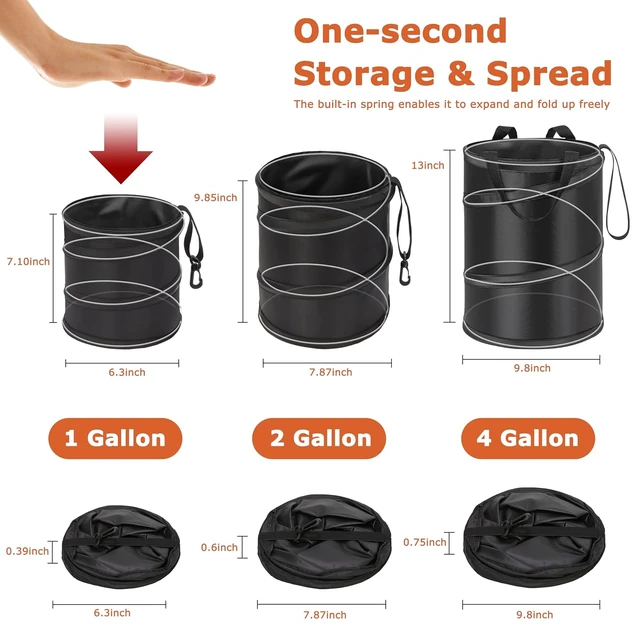Alt view image 3 of 6 - Ginsco 4 Gallons New Leakproof Car Trash Can, Large Trash Can Pop-up Collapsible Hanging Car Trash Bin, Waterproof PEVA Liner Open-Top Garbage Can for Cars Home Office Camping