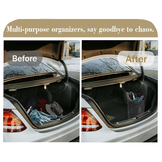 Alt view image 2 of 6 - Ginsco 4 Gallons New Leakproof Car Trash Can, Large Trash Can Pop-up Collapsible Hanging Car Trash Bin, Waterproof PEVA Liner Open-Top Garbage Can for Cars Home Office Camping
