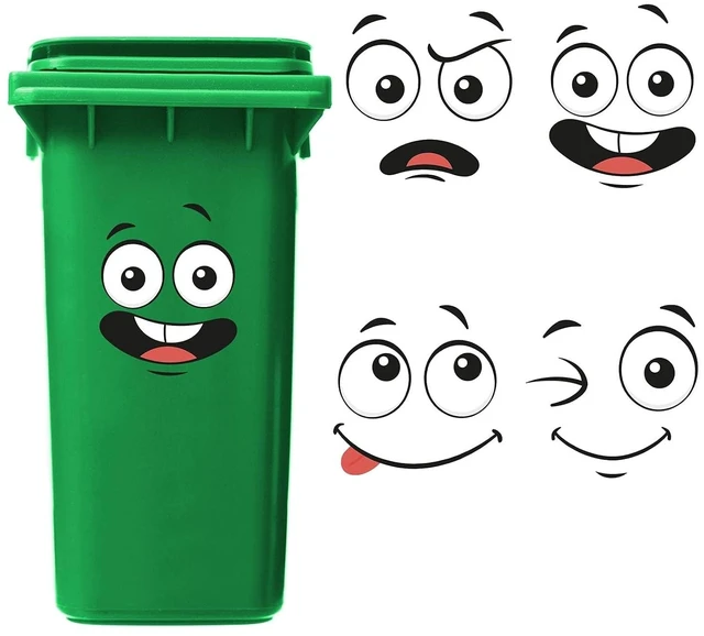 Main image of Funny Trash Garbage Can Stickers - 11.8in x 8.3in Large Cute Toilet Lid Decal Sticker, Adhesive Cartoon Expressions Sticker for Kitchen Fridge Bucket, Decorative Wall Stickers Indoor Outdoor