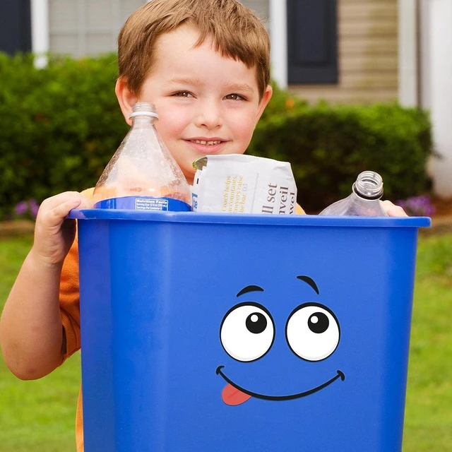 Alt view image 6 of 7 - Funny Trash Garbage Can Stickers - 11.8in x 8.3in Large Cute Toilet Lid Decal Sticker, Adhesive Cartoon Expressions Sticker for Kitchen Fridge Bucket, Decorative Wall Stickers Indoor Outdoor
