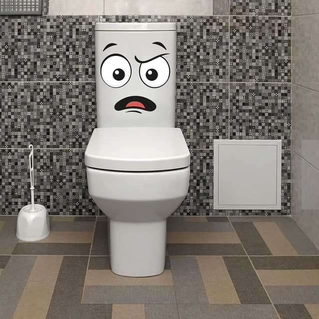 Alt view image 2 of 7 - Funny Trash Garbage Can Stickers - 11.8in x 8.3in Large Cute Toilet Lid Decal Sticker, Adhesive Cartoon Expressions Sticker for Kitchen Fridge Bucket, Decorative Wall Stickers Indoor Outdoor