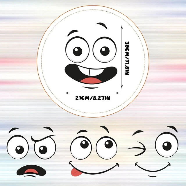 Alt view image 4 of 7 - Funny Trash Garbage Can Stickers - 11.8in x 8.3in Large Cute Toilet Lid Decal Sticker, Adhesive Cartoon Expressions Sticker for Kitchen Fridge Bucket, Decorative Wall Stickers Indoor Outdoor