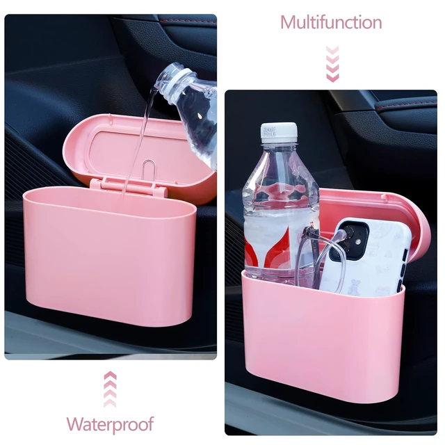 Alt view image 6 of 7 - NBTEPEM Pink Car Trash Can with Lid, Mini Auto Garbage Can with 30 Trash Bags, Leakproof Automotive Garbage Container Bin, Multipurpose Organizers and Storage for Car, Home, Office (Pink)