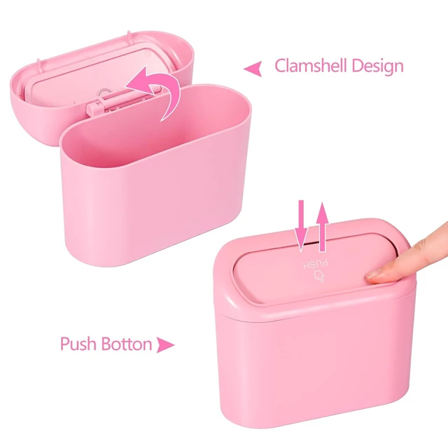 Alt view image 2 of 7 - NBTEPEM Pink Car Trash Can with Lid, Mini Auto Garbage Can with 30 Trash Bags, Leakproof Automotive Garbage Container Bin, Multipurpose Organizers and Storage for Car, Home, Office (Pink)