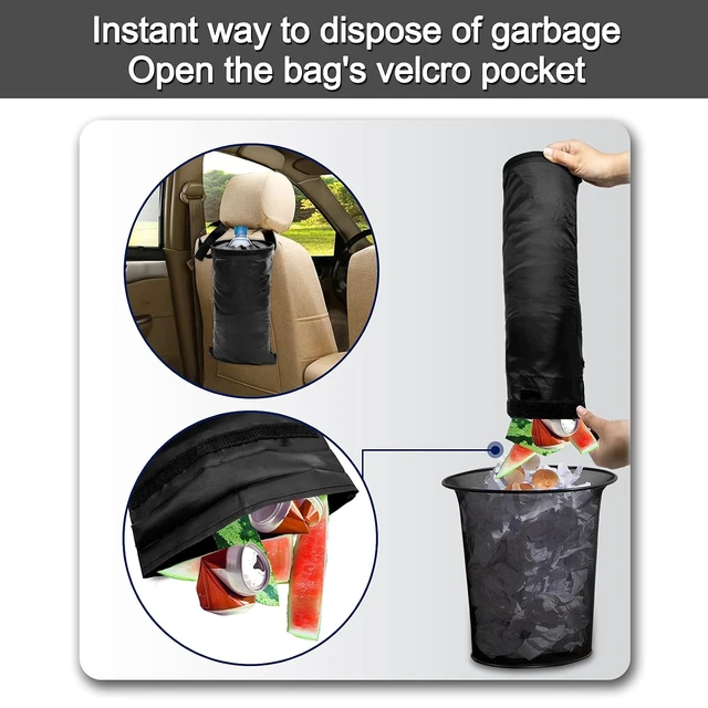 Alt view image 3 of 6 - 2Pcs Hanging Car Trash Bag Washable Reusable Car Garbage Can for Travel