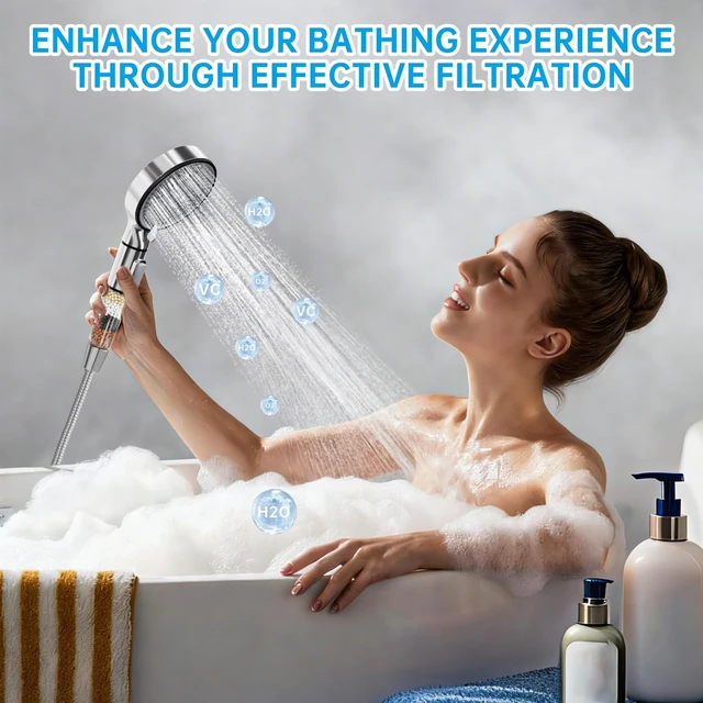 Alt view image 7 of 7 - Filtered Shower Head with Handheld, 6-Spray High Pressure Shower Head to to Reduce Dry Itchy Skin, Handheld Shower Head Set Includes 60" Hose & Adjustable Bracket