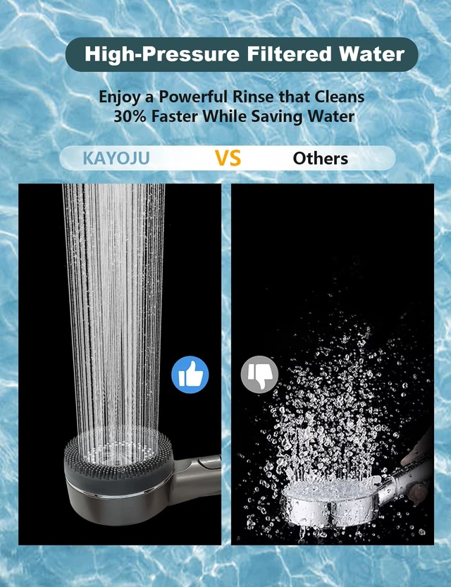 Alt view image 3 of 7 - High Pressure Shower Head, One-Hand Control 4-Mode Handheld Showerhead with Filter for Hard Water, Built-in Power Wash for Pet/Bath Clean, with Hose & Bracket (Gray)