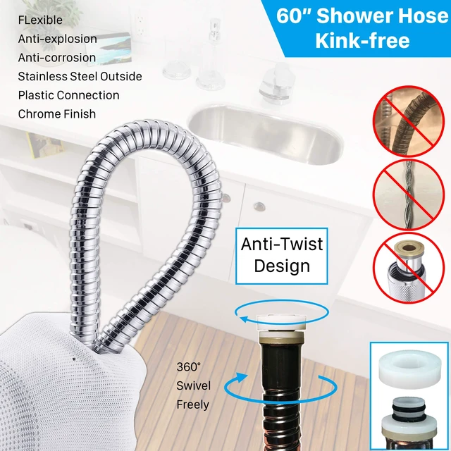 Alt view image 3 of 6 - RV Shower Head with 60 Stainless Steel Hose, High Pressure Camper Shower Head with Water Pause Switch, 7 Mode, Easy Install, Chrome-Upgrade for Campers & Trailers