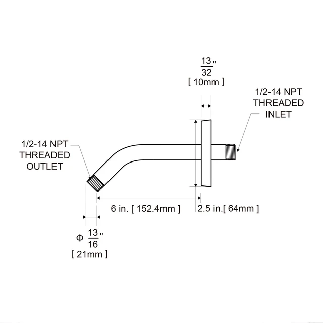 Alt view image 4 of 7 - OFFO Shower Arm with Flange, 6-Inch Wall Mount Replacement Angle Shower Head Arm Wall-mounted For Fixed Shower Head & Handheld Showerhead, Matte Black