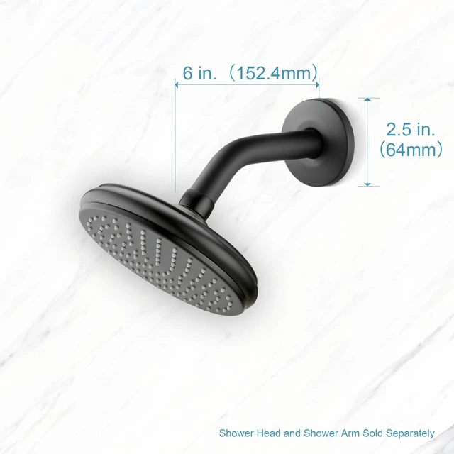 Alt view image 5 of 7 - OFFO Shower Arm with Flange, 6-Inch Wall Mount Replacement Angle Shower Head Arm Wall-mounted For Fixed Shower Head & Handheld Showerhead, Matte Black