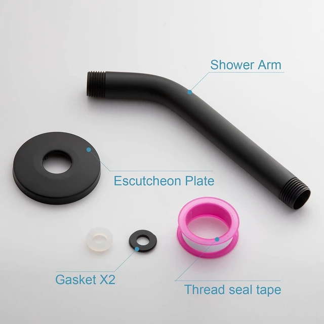 Alt view image 7 of 7 - OFFO Shower Arm with Flange, 6-Inch Wall Mount Replacement Angle Shower Head Arm Wall-mounted For Fixed Shower Head & Handheld Showerhead, Matte Black