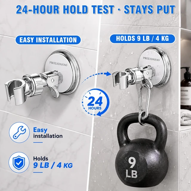 Alt view image 3 of 6 - Adjustable Shower Head Holder, Bathroom Suction Cup Bracket for Handheld Showerhead, Removable Wall Mounted Shower Bracket (Silver) (Silver, 1)