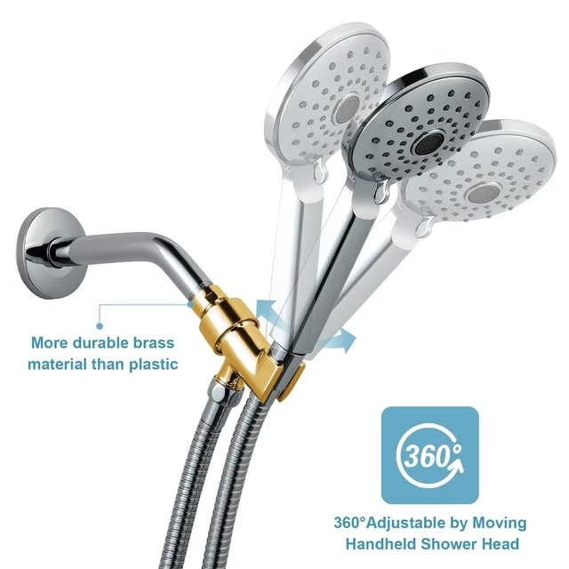 Alt view image 6 of 7 - OFFO Adjustable Shower Head Holder for Handheld Shower Head, Shower Arm Mount for Connecting Shower Arm and Shower Hose, 1/2 Inch IPS Female Inlet and Male Outlet, Chrome Finish