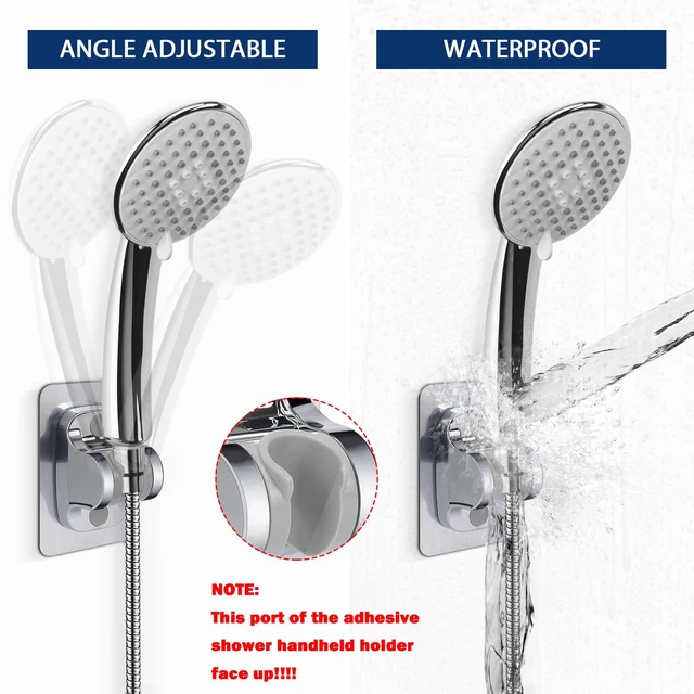 Alt view image 6 of 6 - NearMoon Self Adhesive Shower Head Holder-Adjustable Handheld Shower Holder NO Drilling Wall Mount Waterproof (1 Pack, Chrome Finish)