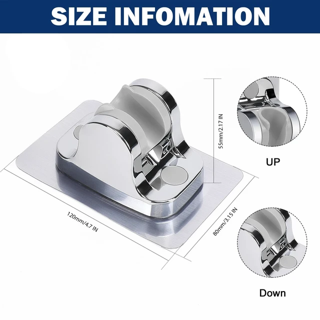 Alt view image 2 of 6 - NearMoon Self Adhesive Shower Head Holder-Adjustable Handheld Shower Holder NO Drilling Wall Mount Waterproof (1 Pack, Chrome Finish)