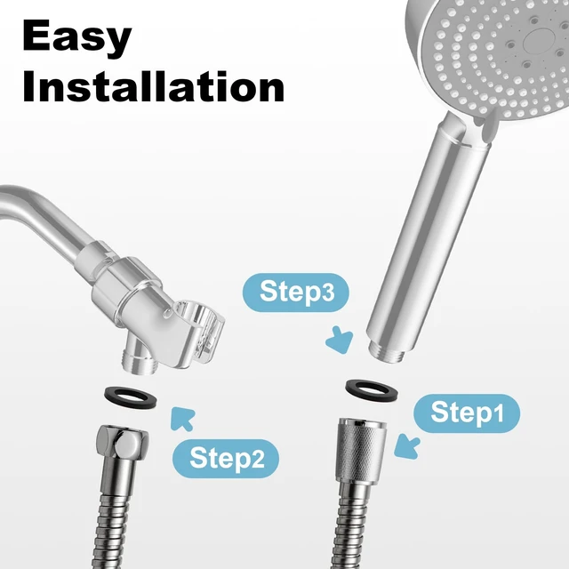 Alt view image 2 of 7 - OFFO Shower Hose, 120 in Kink Free Stainless Steel Extra Long Shower Hose Replacement, Flexible Handheld Shower Head Hose Extension for Pet Bathing Cleaning, Nickel Gray