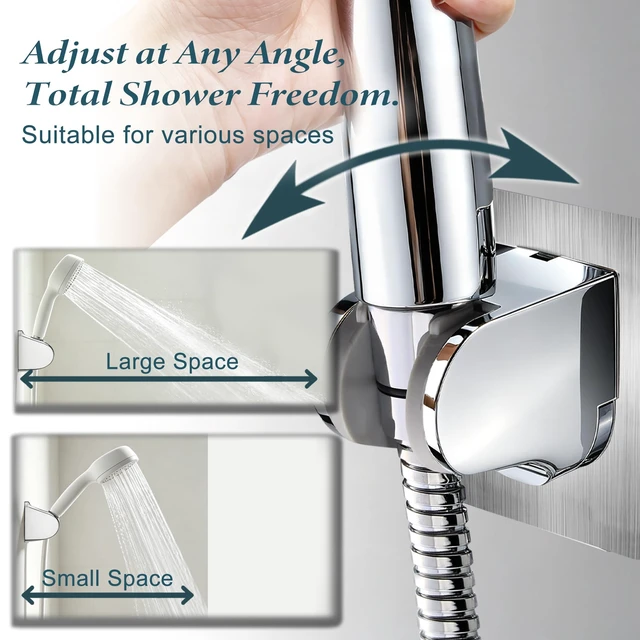 Alt view image 5 of 6 - HO2ME Wall Mount Shower Bracket, No Drilling, 2-Pack, Chrome
