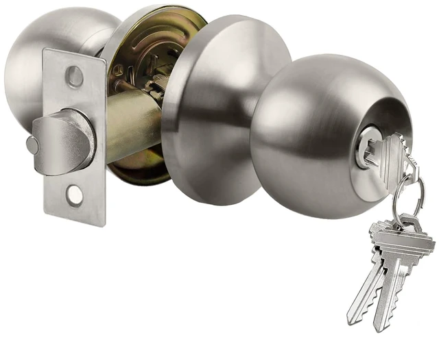Main image of BESTTEN Keyed Entry Door Knob with Lock, Heavy Duty Interior and Exterior Door Lock, Standard Ball, Satin Nickel