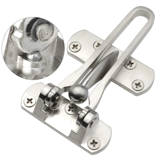 Alt view image 2 of 6 - Topbuti Home Security Door Lock, 2 Pack Latch Guard Clasp Front Door Locks for Kids, Home Reinforcement Lock for Swing-in Doors, Hotel Door Latches, Thicken Solid Aluminium Alloy, Satin Nickel