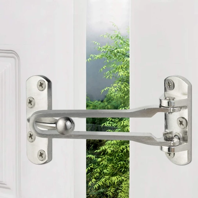 Alt view image 4 of 6 - Topbuti Home Security Door Lock, 2 Pack Latch Guard Clasp Front Door Locks for Kids, Home Reinforcement Lock for Swing-in Doors, Hotel Door Latches, Thicken Solid Aluminium Alloy, Satin Nickel