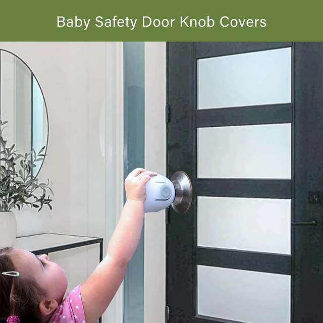 Alt view image 5 of 6 - Child Proof Door Knob Covers, 4-Pack, White - Baby Safety Door Knob Covers for Toddlers, Snap-in Design for Easy Install, Durable & Non Toxic, Fits Standard Round Knobs