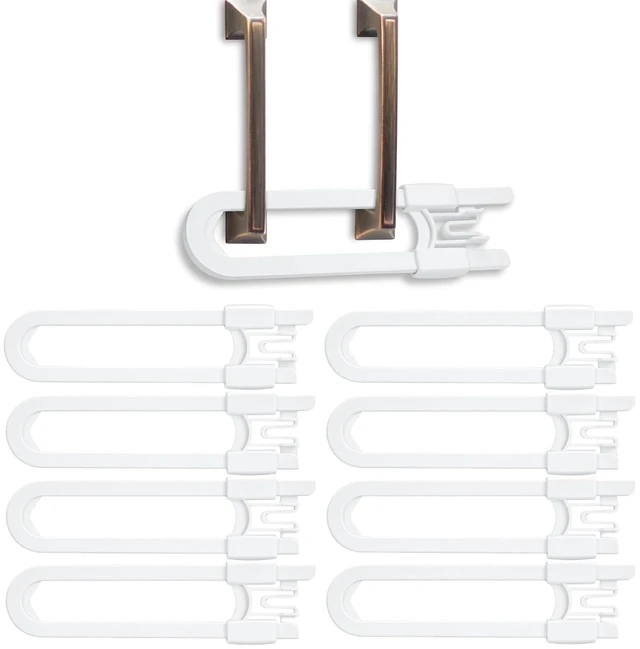 Main image of Vmaisi 8 Pcs Baby Sliding Cabinet Locks Adjustable U Shaped Child Safety