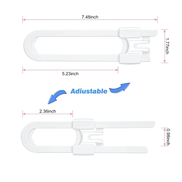 Alt view image 6 of 6 - Vmaisi 8 Pcs Baby Sliding Cabinet Locks Adjustable U Shaped Child Safety