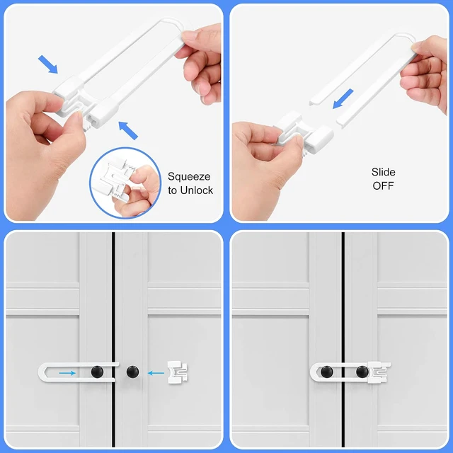 Alt view image 2 of 6 - Vmaisi 8 Pcs Baby Sliding Cabinet Locks Adjustable U Shaped Child Safety