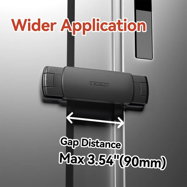Alt view image 3 of 6 - Mom's Choice Gold Awards Winner - EUDEMON 1 Pack Latest French Fridge Lock French Door Refrigerator/Freezer Lock Apply to Max 3.54"(90mm) Two Door Gap Distance for Kids & Babies,Easy to Install(Black)