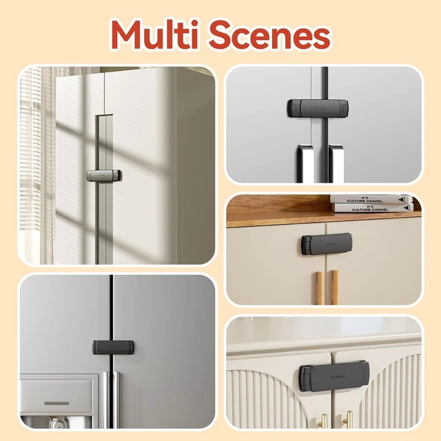 Alt view image 5 of 6 - Mom's Choice Gold Awards Winner - EUDEMON 1 Pack Latest French Fridge Lock French Door Refrigerator/Freezer Lock Apply to Max 3.54"(90mm) Two Door Gap Distance for Kids & Babies,Easy to Install(Black)