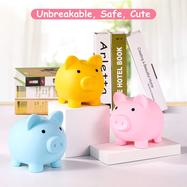 Alt view image 2 of 6 - PJDRLLC Piggy Bank, Unbreakable Plastic Money Bank, Coin Bank for Girls and Boys, Medium Size Piggy Banks, Practical Gifts for Birthday, Easter, Christmas (Pink)