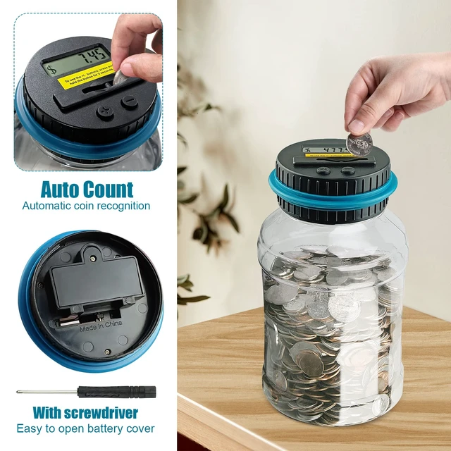 Alt view image 4 of 7 - Large Piggy Banks for Adults,Digital Counting Money Jar,Clear Coin Banks
