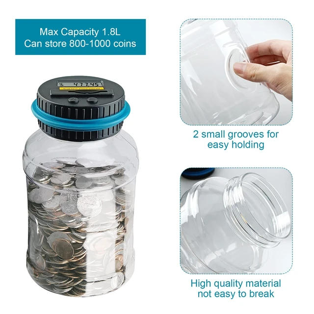 Alt view image 2 of 7 - Large Piggy Banks for Adults,Digital Counting Money Jar,Clear Coin Banks