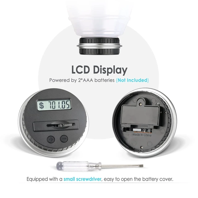 Alt view image 6 of 6 - X-Large Piggy Bank for Adults Kids, Digital Coin Counting Bank LCD Counter