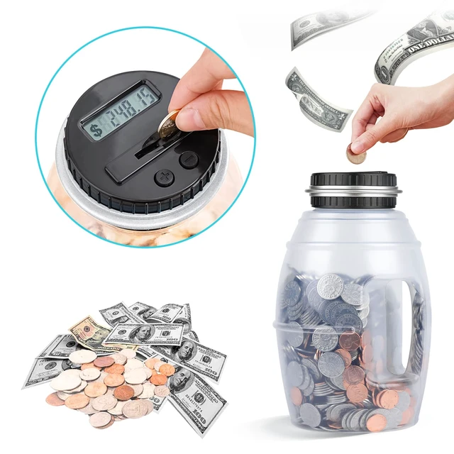 Alt view image 2 of 6 - X-Large Piggy Bank for Adults Kids, Digital Coin Counting Bank LCD Counter