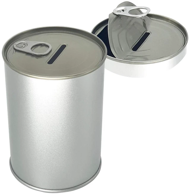 Main image of Metal Money Coin Piggy Bank No Break to Open Saving Box W/Easy-Open-End Lid for Adults Kids boy (Silver)