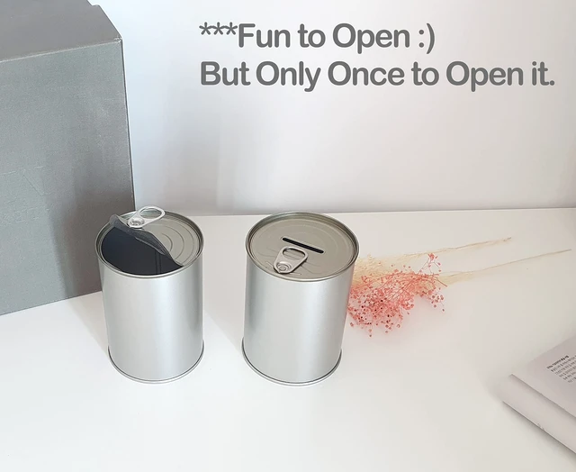 Alt view image 4 of 6 - Metal Money Coin Piggy Bank No Break to Open Saving Box W/Easy-Open-End Lid for Adults Kids boy (Silver)