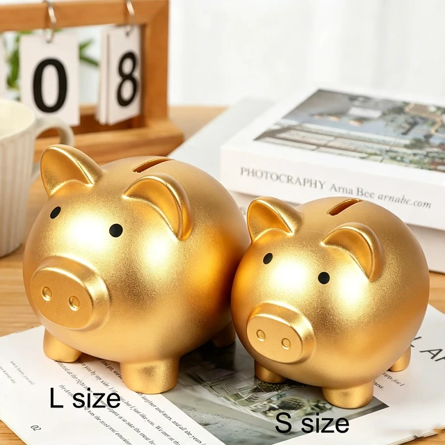 Alt view image 4 of 7 - H&W Mini Piggy Bank, Plastic Coin Bank, Unbreakable Money Banks, Cute Piggy Banks, Best Birthday Gifts Home Decoration(Golden)