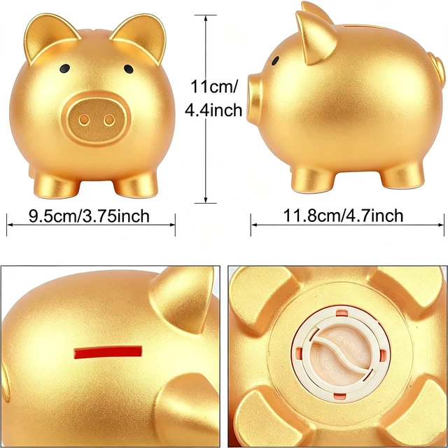 Alt view image 7 of 7 - H&W Mini Piggy Bank, Plastic Coin Bank, Unbreakable Money Banks, Cute Piggy Banks, Best Birthday Gifts Home Decoration(Golden)