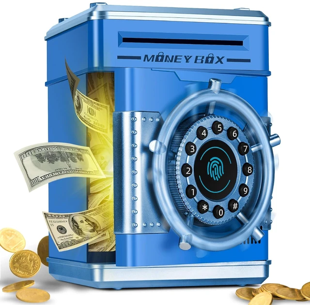 Main image of Piggy Bank for Kids Boy Girl, ATM Electronic Money Saving Box, Blue